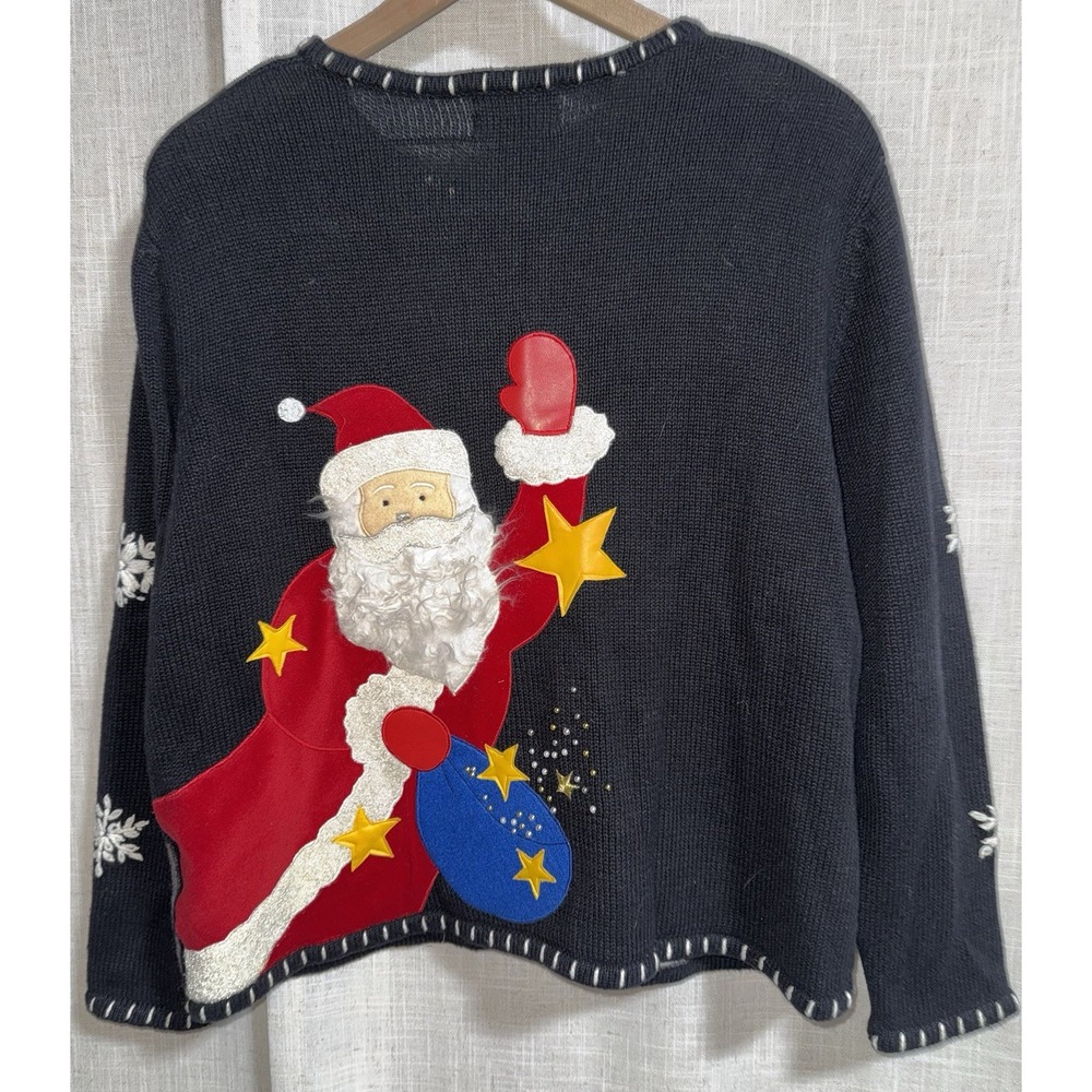 Vintage Designers Studio Christmas Women's L Sweater Cardigan Santa Snowman - Picture 3 of 10